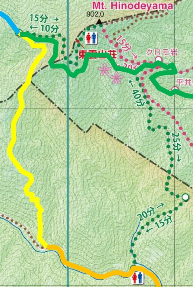 日の出山~あきる野市側車道終端の地図