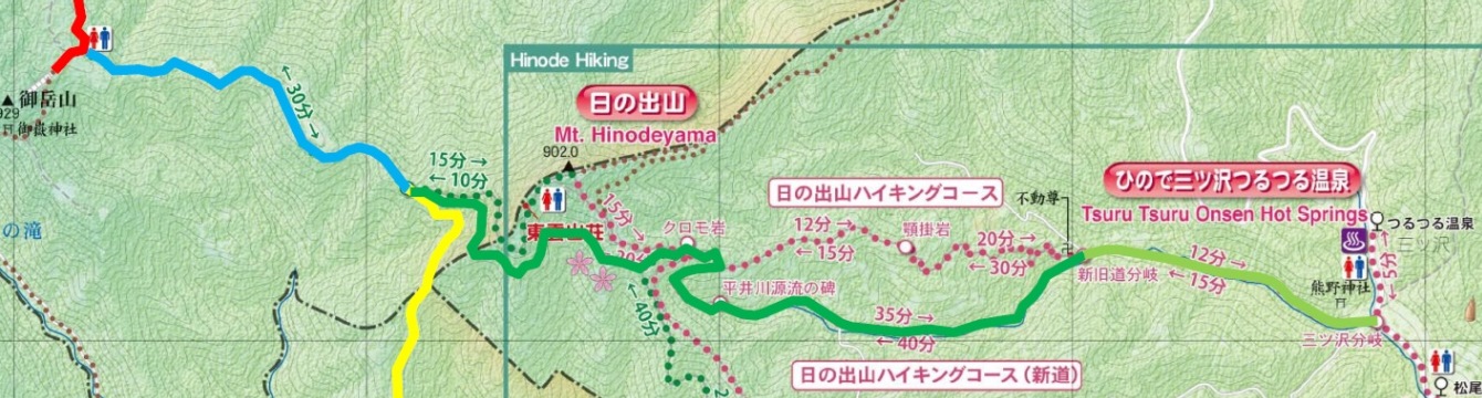 御岳宿坊街~日の出町つるつる温泉の地図
