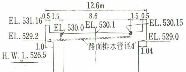 ダム上の都道205号線の図